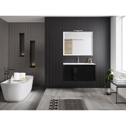 Lucena Bath 32" Décor Cristal Vanity in White, Black, Grey, White and Black, White and Grey or Black and Grey - The Bath Vanities