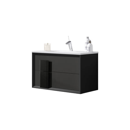 Lucena Bath 32" Décor Cristal Vanity in White, Black, Grey, White and Black, White and Grey or Black and Grey - The Bath Vanities