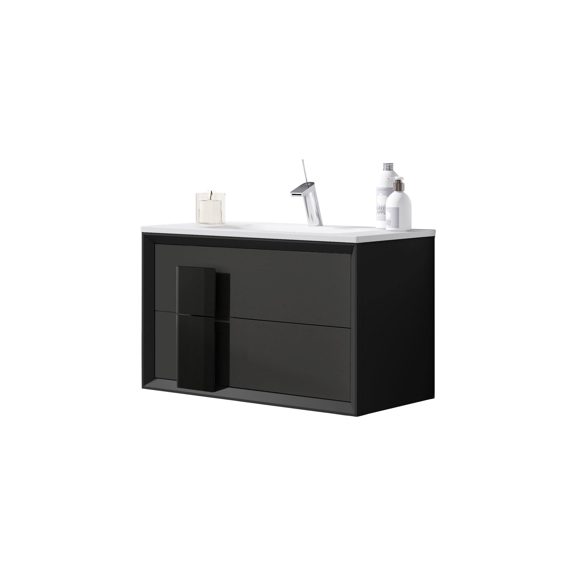 Lucena Bath 40" Décor Cristal Vanity in White, Black, Grey, White and Black, White and Grey or Black and Grey - The Bath Vanities