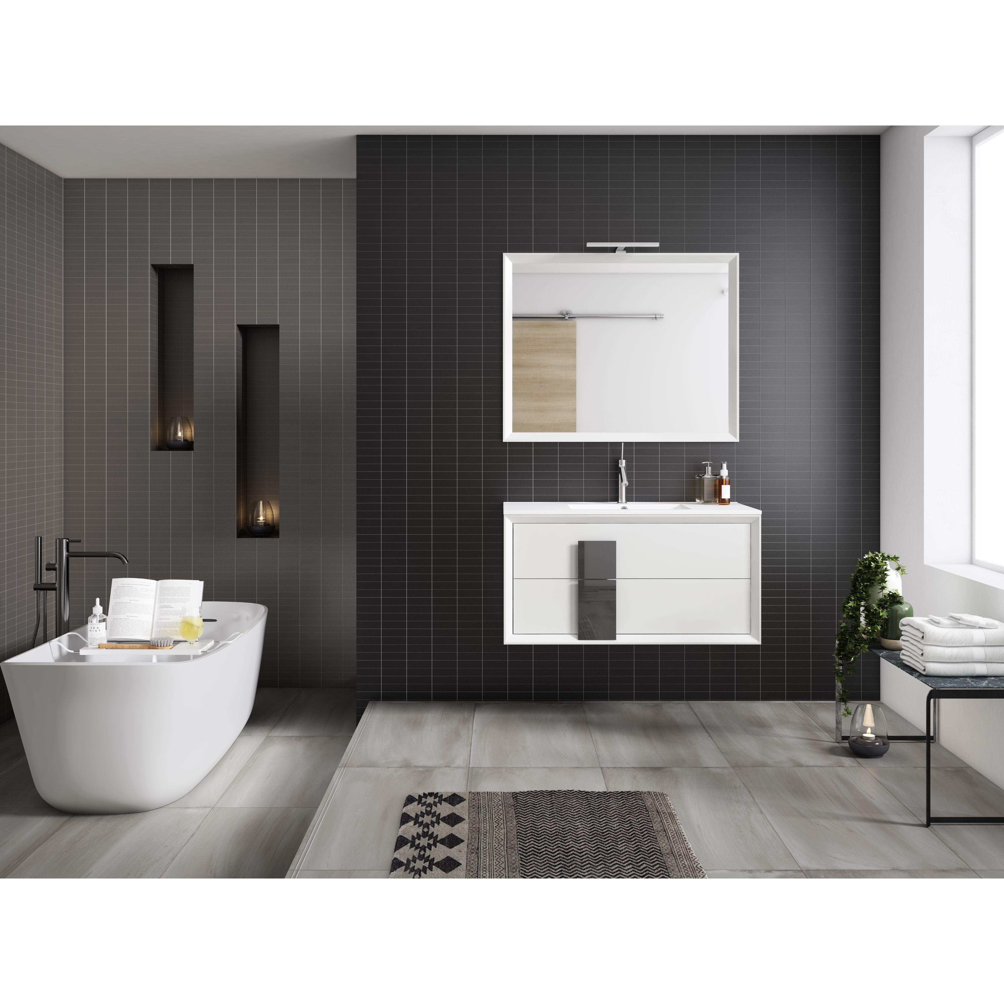 Lucena Bath 80" Décor Cristal Vanity in White, Black, Grey, White and Black or White and Grey - The Bath Vanities