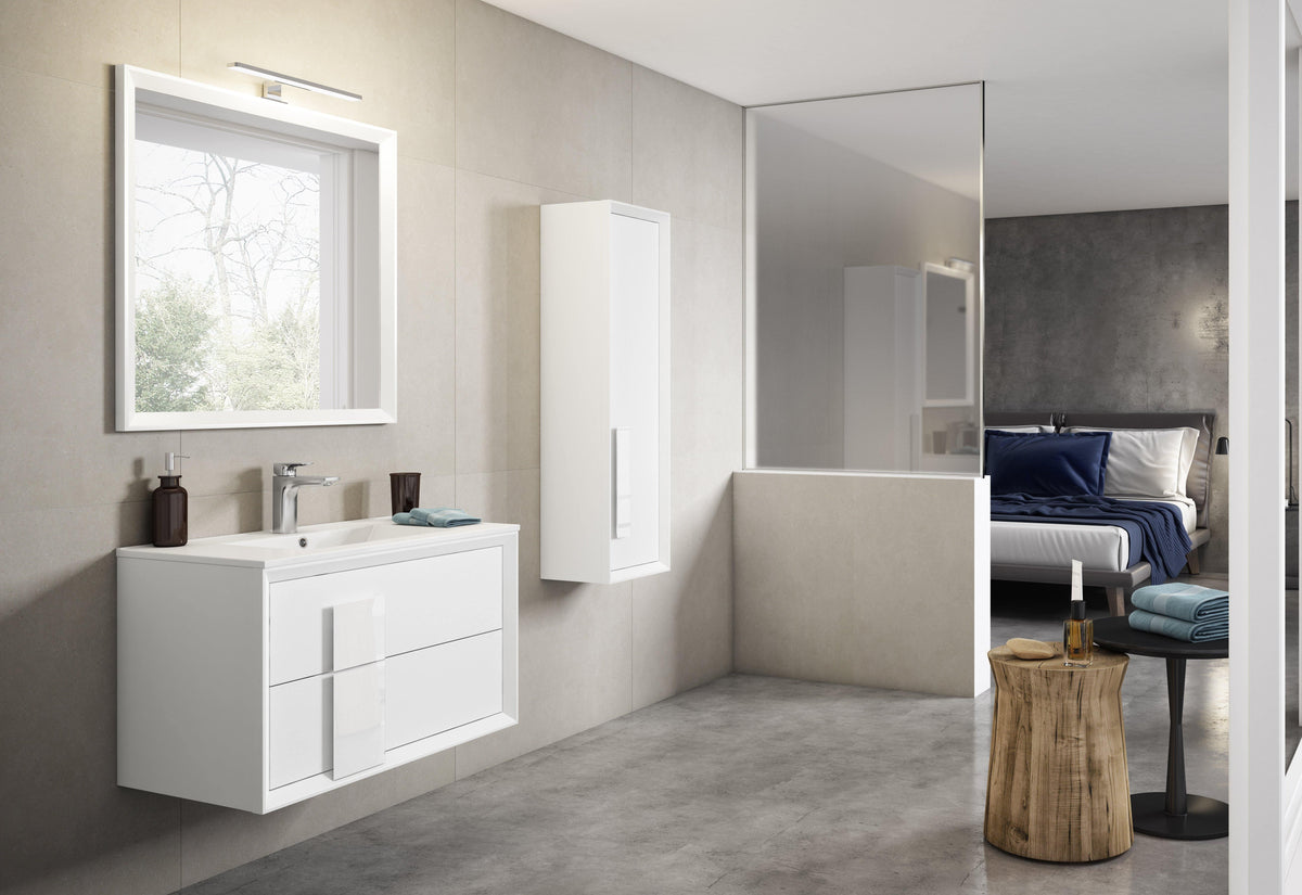 Lucena Bath 48" Décor Cristal Vanity in White, Black, Grey, White and Black or White and Grey - The Bath Vanities
