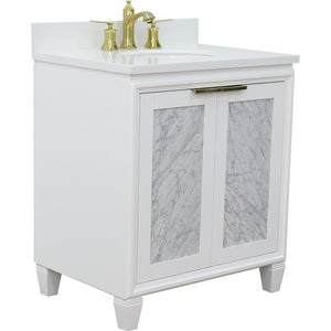 Bellaterra 31" Wood Single Vanity w/ Counter Top and Sink 400990-31-WH-WEO