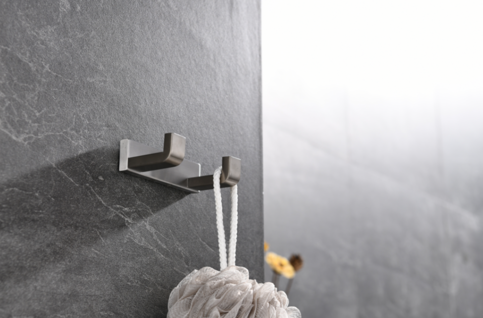 Lexora Bagno Bianca Stainless Steel Double Robe Hook