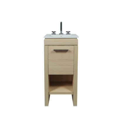 Bellaterra Neutral Wood finish 16" Single Sink Vanity with White Ceramic Top