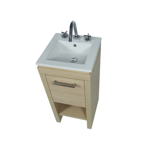 Bellaterra Neutral Wood finish 16" Single Sink Vanity with White Ceramic Top