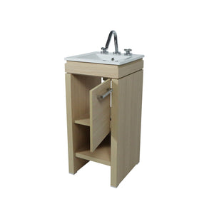Bellaterra Neutral Wood finish 16" Single Sink Vanity with White Ceramic Top, open