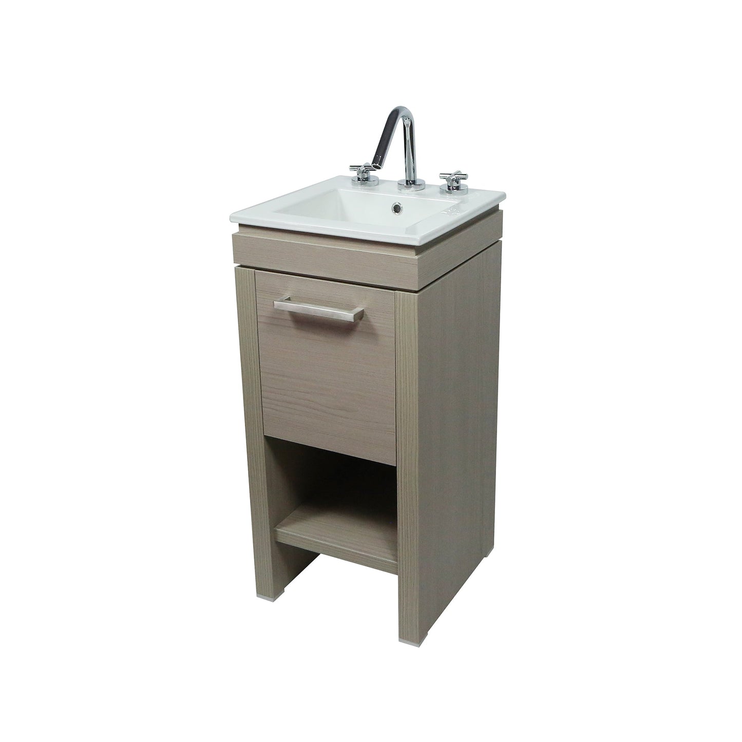 Bellaterra Light Gray finish 16" Single Sink Vanity with White Ceramic Top