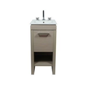 Bellaterra Light Gray finish 16" Single Sink Vanity with White Ceramic Top