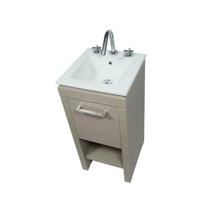 Bellaterra Light Gray finish 16" Single Sink Vanity with White Ceramic Top