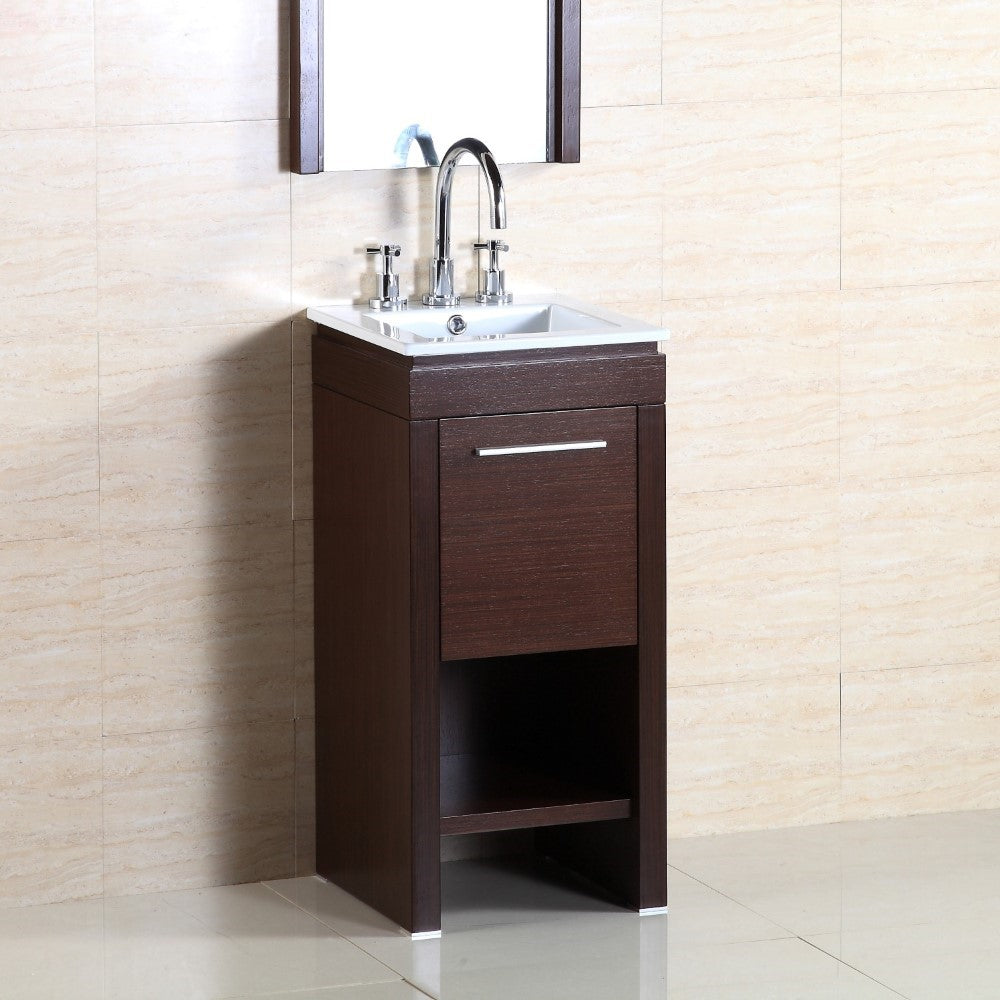 Bellaterra 16" Freestanding Single Sink Vanity in Wenge finish- 500137