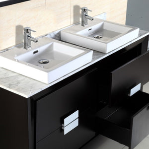 Bellaterra 60-Inch Double Sink Vanity 500410-ES-WH-60D, Double Sink