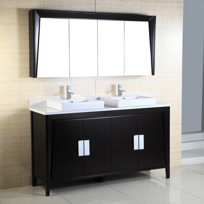 Bellaterra 60-Inch Double Sink Vanity 500410D-ES-WH-60D, Front