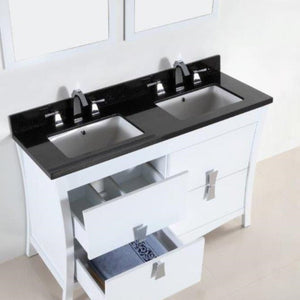 Bellaterra 48 In. Double Sink Vanity with Counter Top 500701-48D-BG-WC, Granite, Open