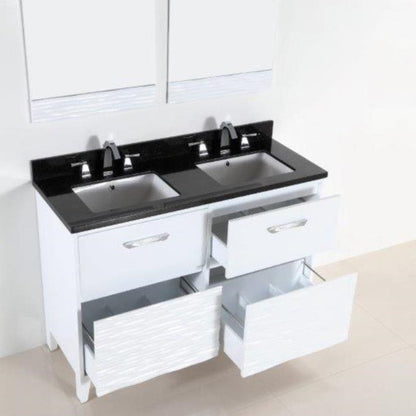 Bellaterra 48 In. Double Sink Vanity with Counter Top 500709-48D-BG-WC, Granite, Open