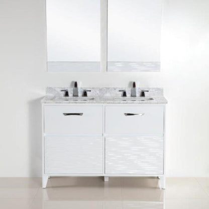 Bellaterra 48 In. Double Sink Vanity with Counter Top 500709-48D-BG-WC, Marble, Front