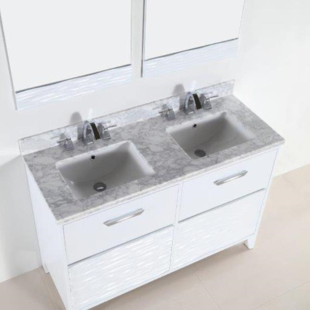 Bellaterra 48 In. Double Sink Vanity with Counter Top 500709-48D-BG-WC, Marble, Double Basin