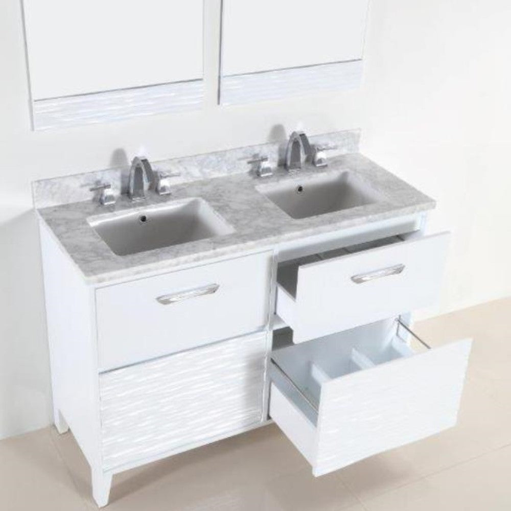 Bellaterra 48 In. Double Sink Vanity with Counter Top 500709-48D-BG-WC, Marble, Open