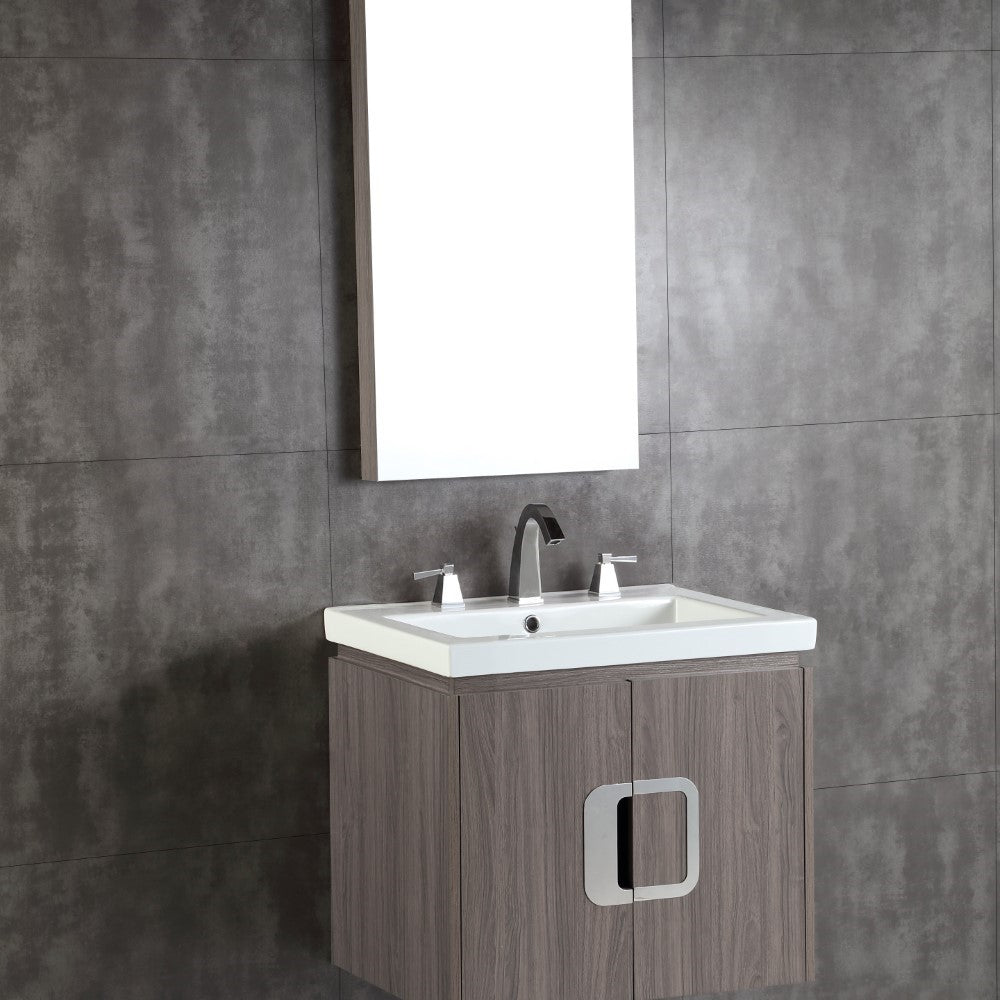 Bellaterra 24" Gray Brownish Oak Wood Single Rectangular Sink Vanity 500821-24