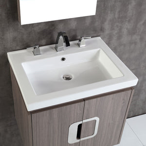 Bellaterra 24" Gray Brownish Oak Wood Single Rectangular Sink Vanity 500821-24