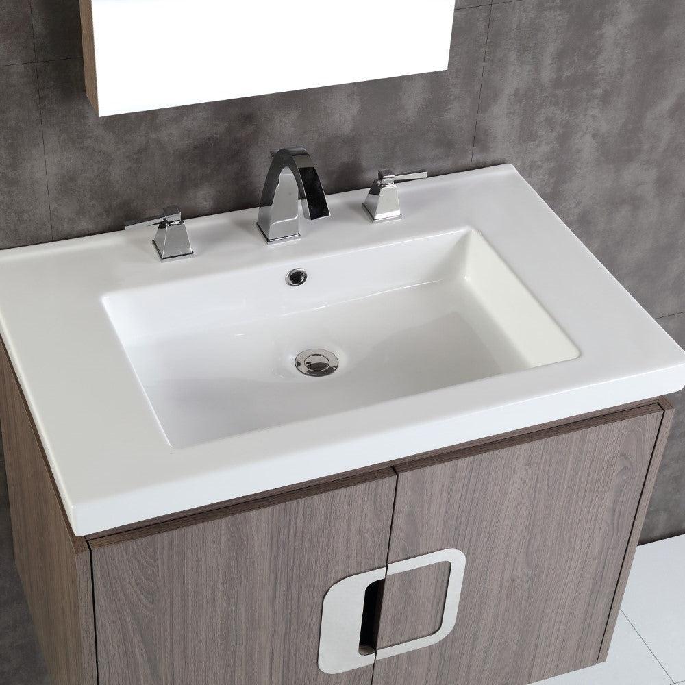 Bellaterra Wall mount 30” Gray Brownish Oak Single Sink Vanity Top 500821-30