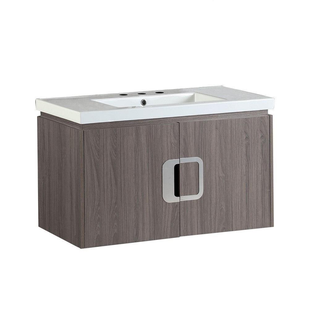 Bellaterra 500821-36 36 In. Single Sink Vanity - Gray Brownish Oak -Front