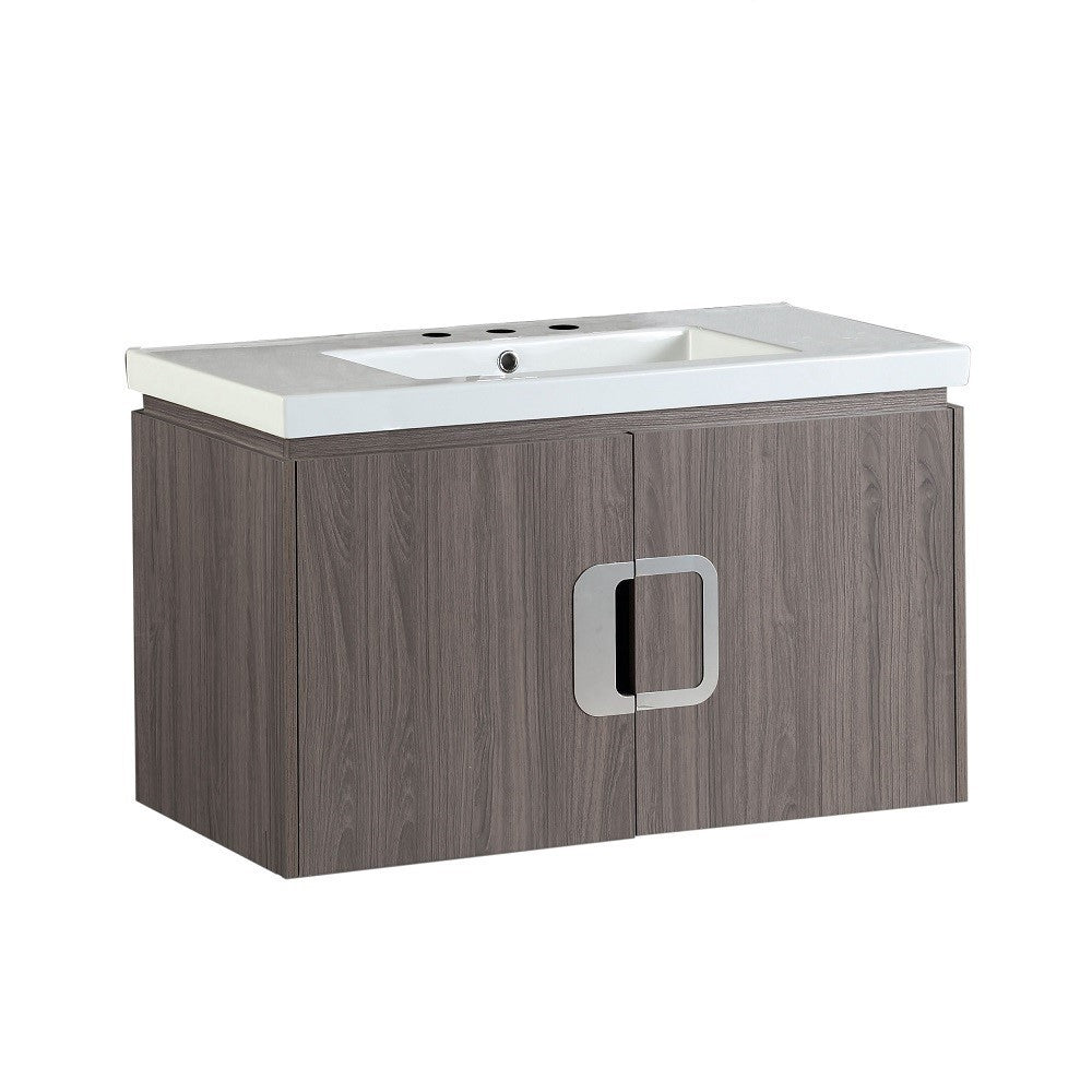 Bellaterra 500821-36 36 In. Single Sink Vanity - Gray Brownish Oak - Front