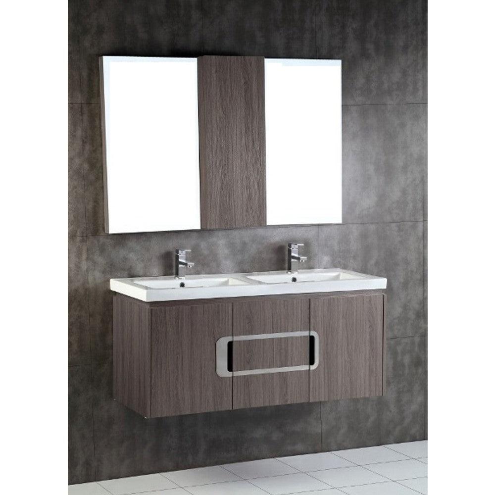 Bellaterra 48 In. Double Sink Vanity Gray Brownish Oak 500821-48D, Front 