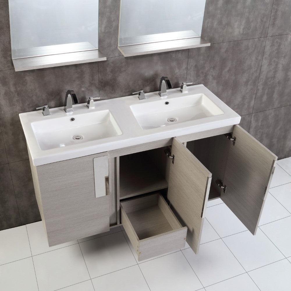 Bellaterra 48 In. Double Sink Vanity Gray Pine 500822-48D, Open