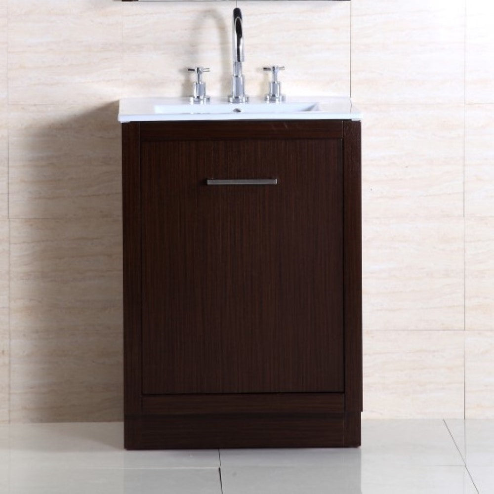 Bellaterra 24-Inch Single Sink Vanity 502001A-24 - Wenge Finish, Front