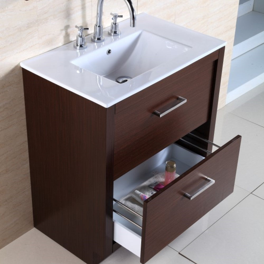 Bellaterra 30-Inch Single Sink Vanity 502001A-30 - Wenge, Drawer