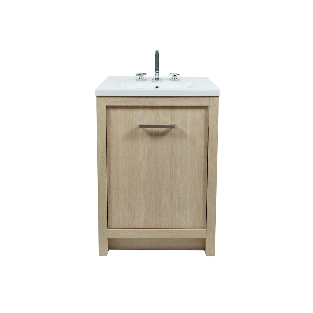 502001C-24-CO 24 in. Single Sink Vanity In Neutral Finish with White Ceramic Top