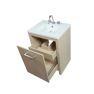 502001C-24-CO 24 in. Single Sink Vanity In Neutral Finish with White Ceramic Top, open