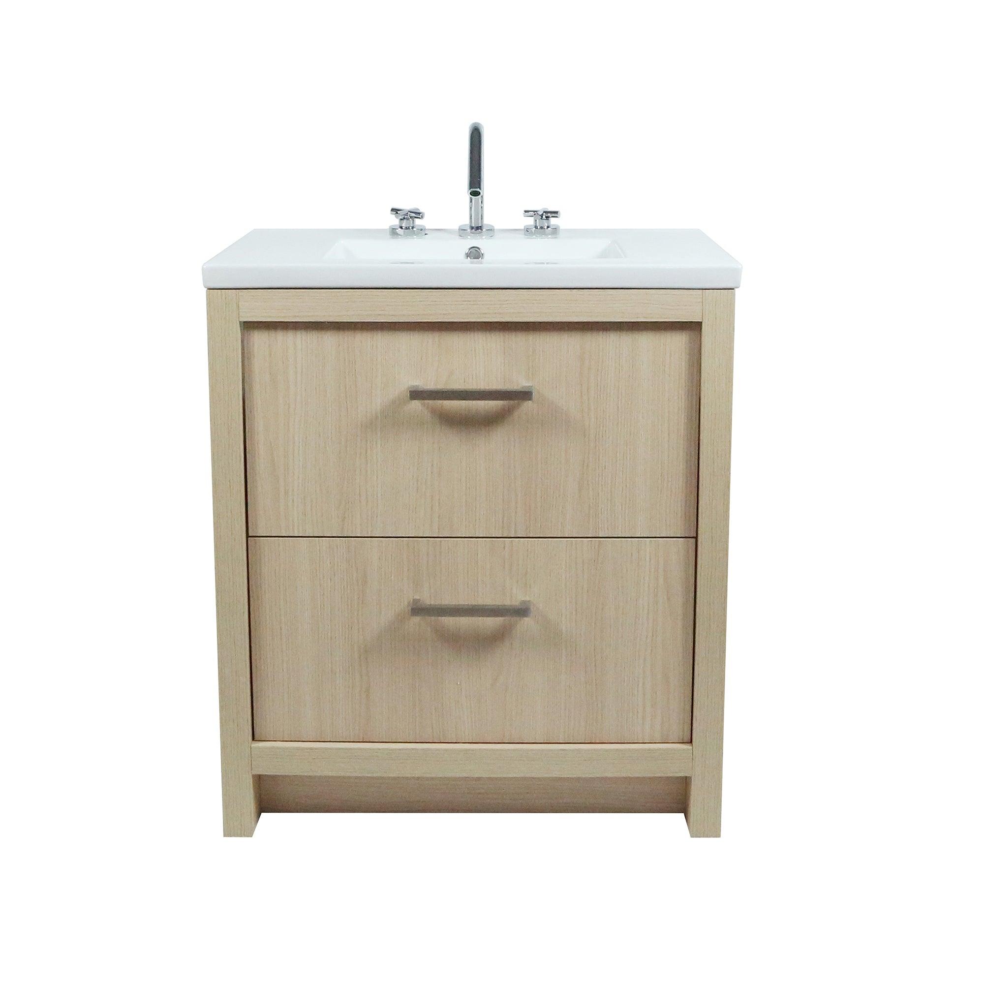 502001C-30-CO 30 in. Single Sink Vanity In Neutral Finish with White Ceramic Top