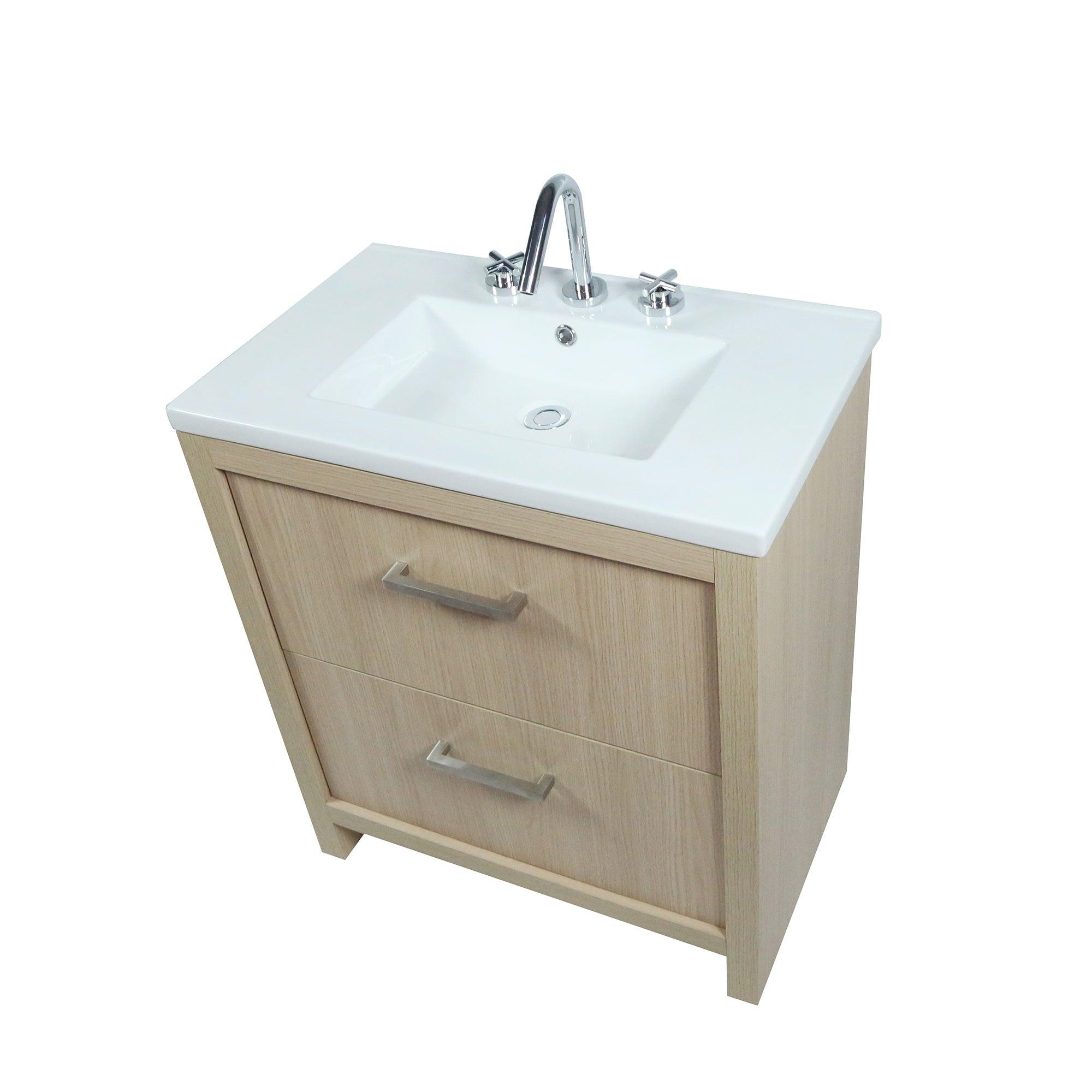 502001C-30-CO 30 in. Single Sink Vanity In Neutral Finish with White Ceramic Top
