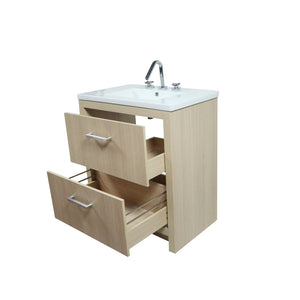 502001C-30-CO 30 in. Single Sink Vanity In Neutral Finish with White Ceramic Top, open