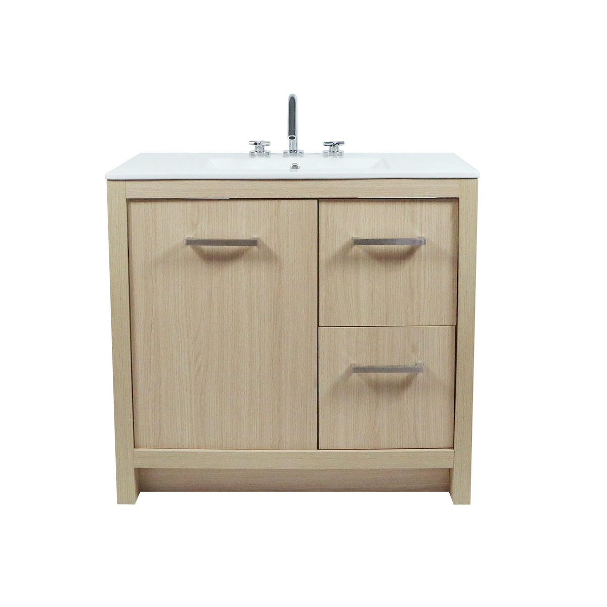 502001C-36-CO 36 in. Single Sink Vanity In Neutral Finish with White Ceramic Top
