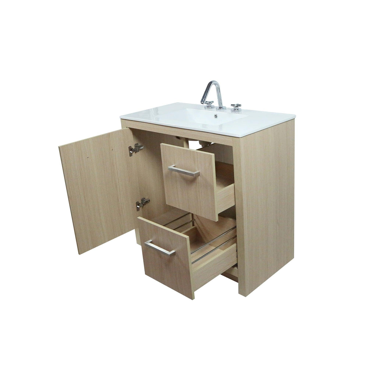 502001C-36-CO 36 in. Single Sink Vanity In Neutral Finish with White Ceramic Top, open