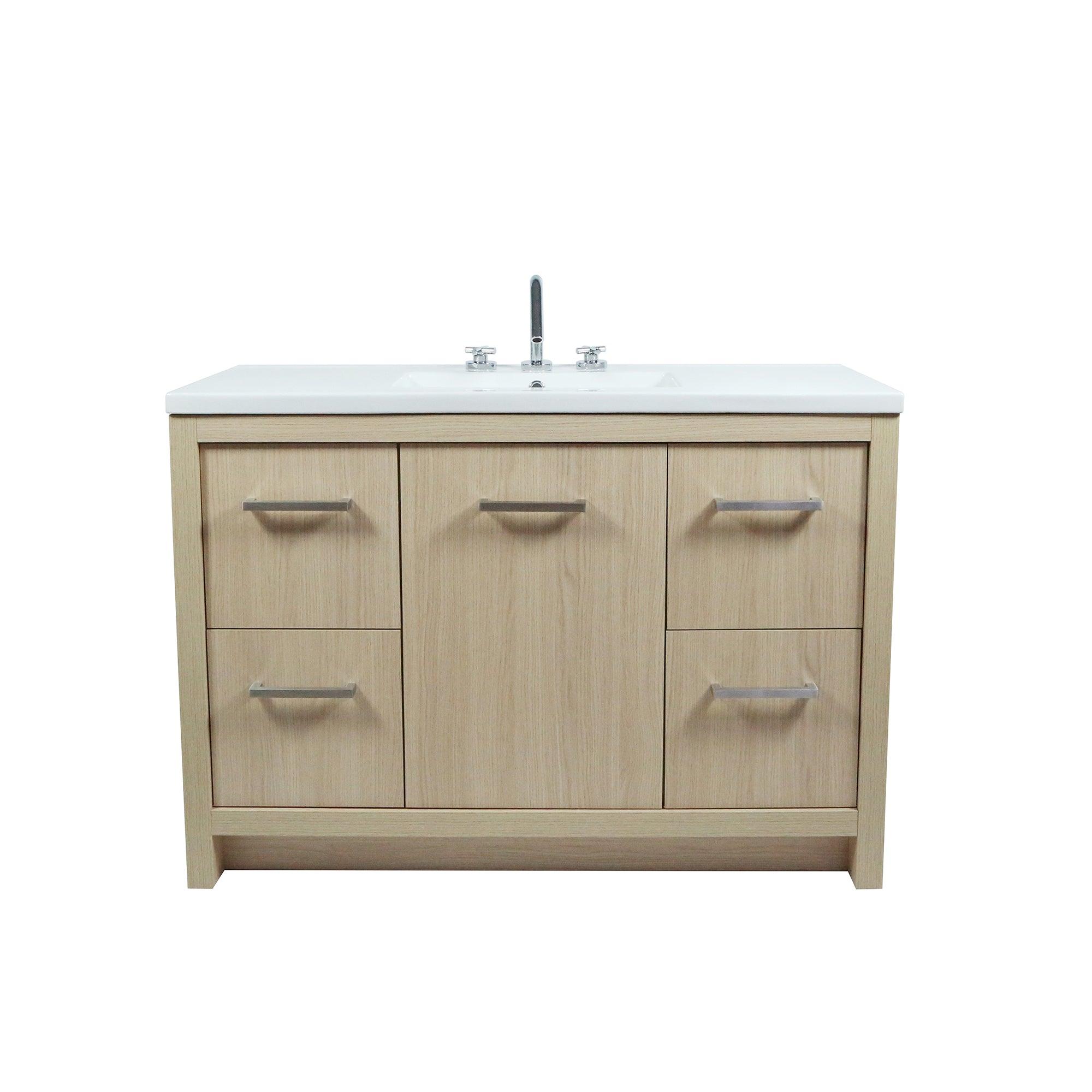 502001C-48S-CO 48 in. Single Sink Vanity In Neutral Finish with White Ceramic Top