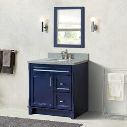 Bellaterra 37" Single Sink Gray Vanity, Counter Top and Center Sink - Left Door 400700-37L-DG Rectangle