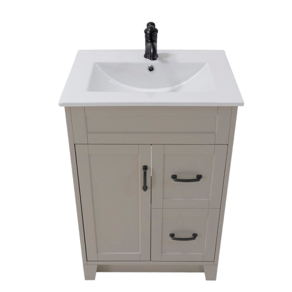 Bellaterra 24" Manufactured Wood Single Rectangular Sink Vanity 9004-24-LG (Light Gray)