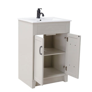Bellaterra 24" Manufactured Wood Single Rectangular Sink Vanity 9004-24-LG (Light Gray)