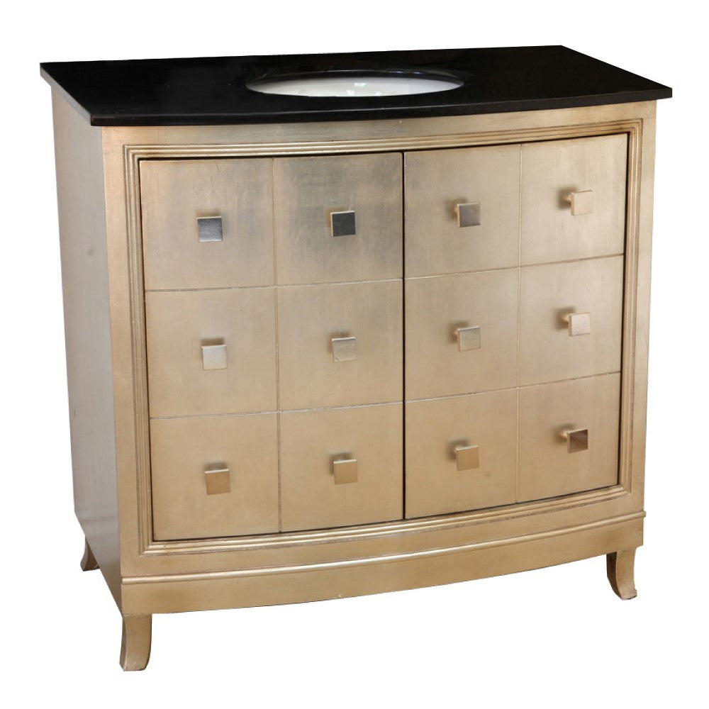 Bellaterra 600003 36 in Single Sink Vanity-Wood-Bronze Silver - Front