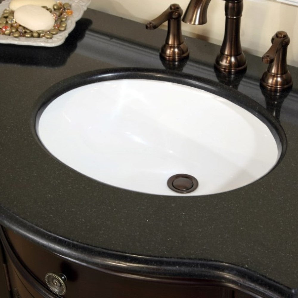 Bellaterra 48 in Single Sink Vanity-Wood 600161-DM-CM-LW-BG, Dark Mahogany / Black Galaxy Granite, Basin