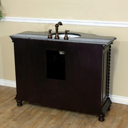 Bellaterra 48 in Single Sink Vanity-Wood 600161-DM-CM-LW-BG, Dark Mahogany / Black Galaxy Granite, Backside