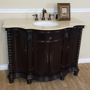 Bellaterra 48 in Single Sink Vanity-Wood 600161-DM-CM-LW-BG, Dark Mahogany / Crème Marfil, Front
