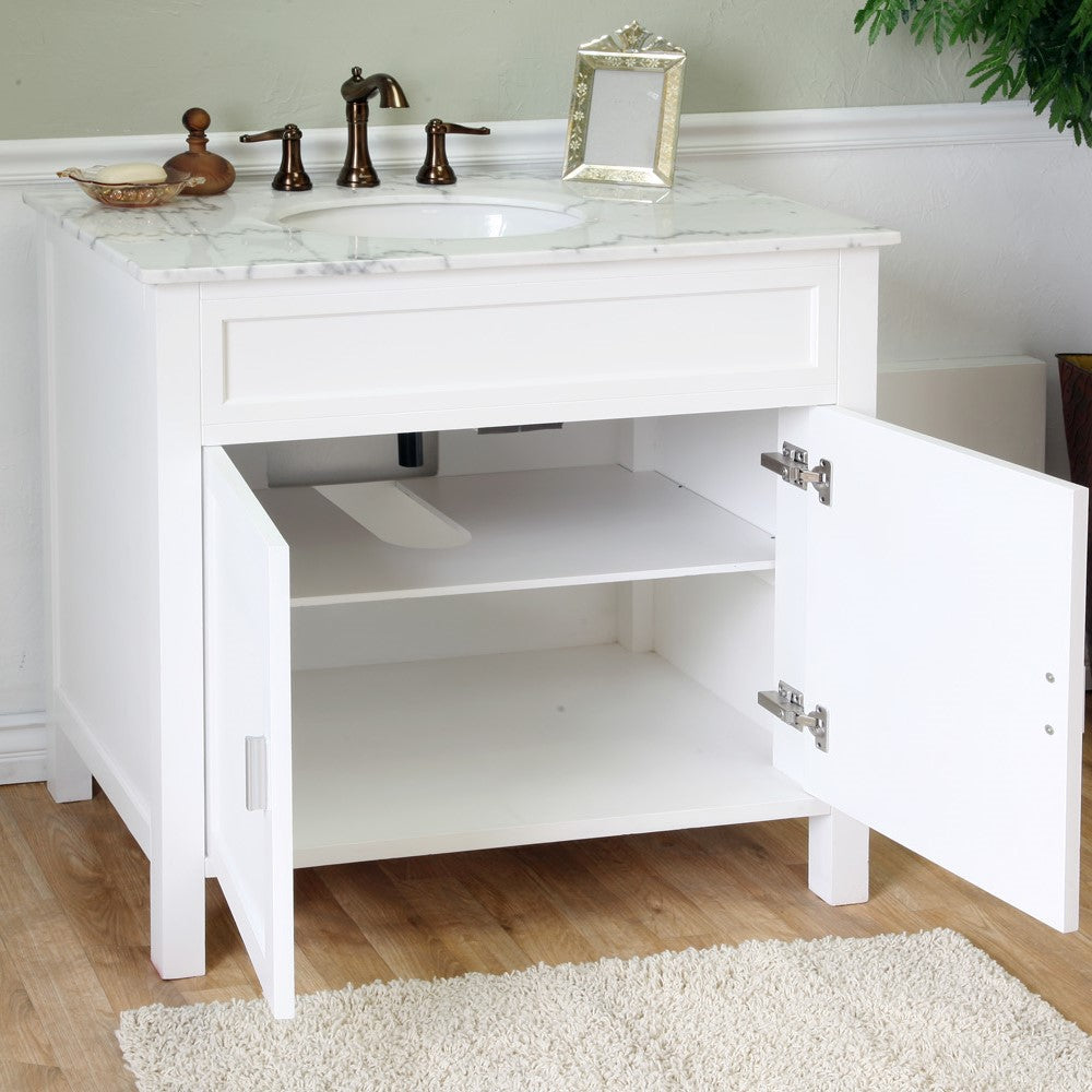 Bellaterra 600168-36W 36 in Single Sink Vanity-Wood -  White, Front