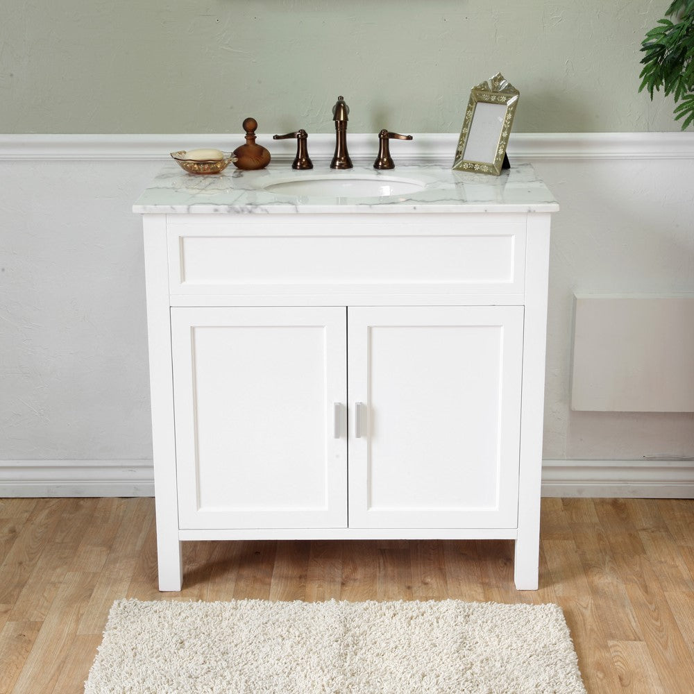 Bellaterra 600168-36W 36 in Single Sink Vanity-Wood - White, Front