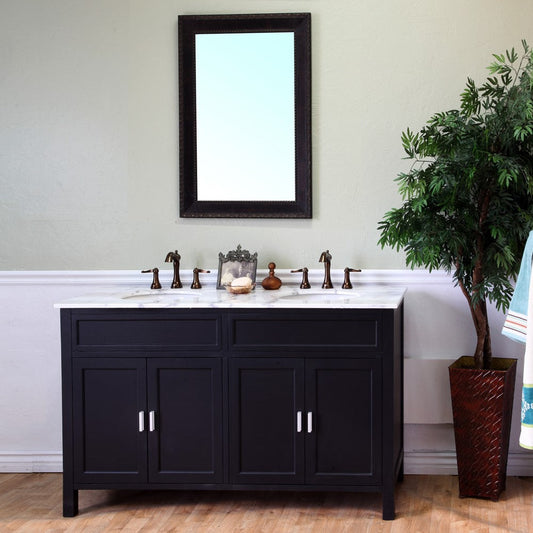 Bellaterra 60 in Double Sink Vanity-Wood 600168-60B-W, Ebony, Front