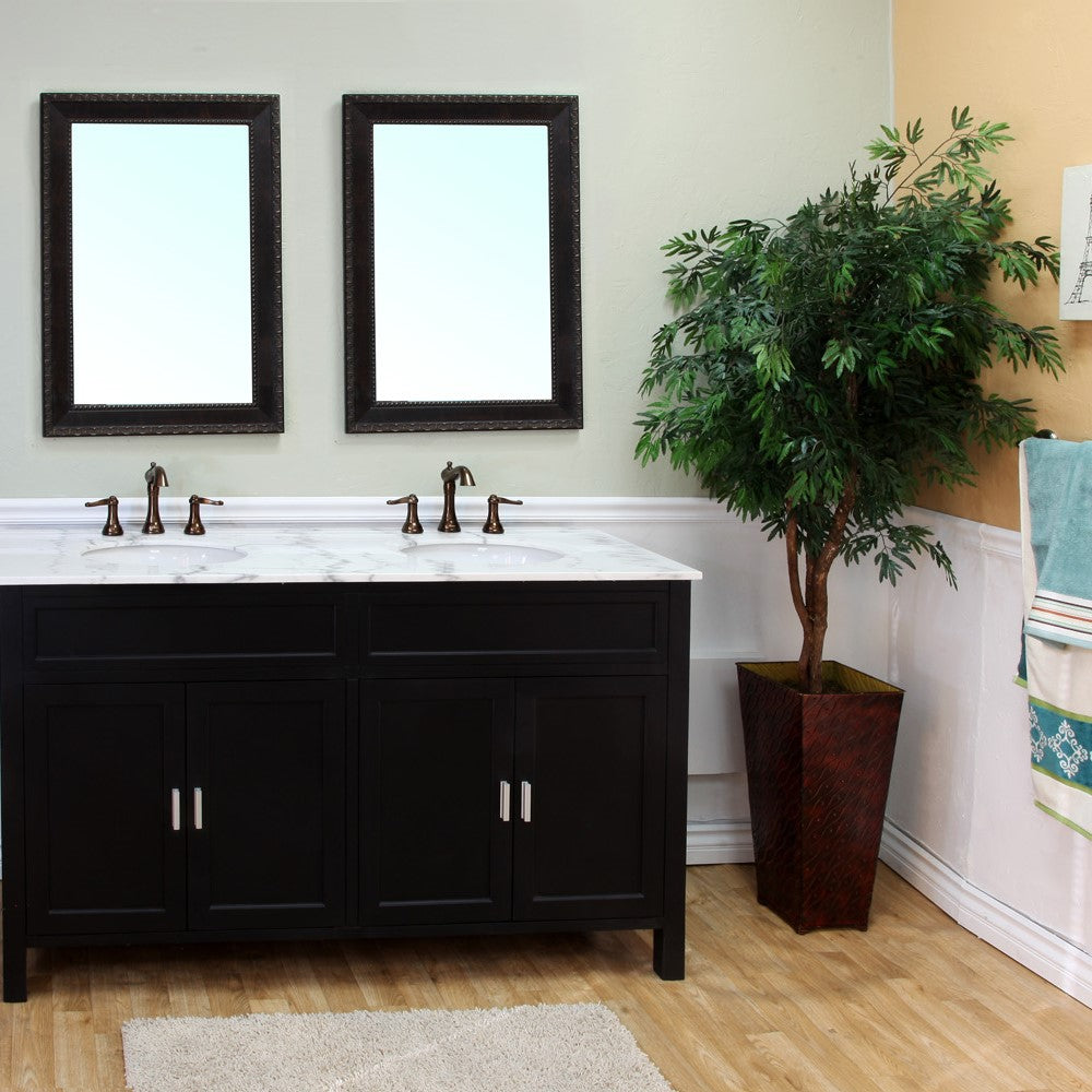 Bellaterra 60 in Double Sink Vanity-Wood 600168-60B-W, Ebony, Front