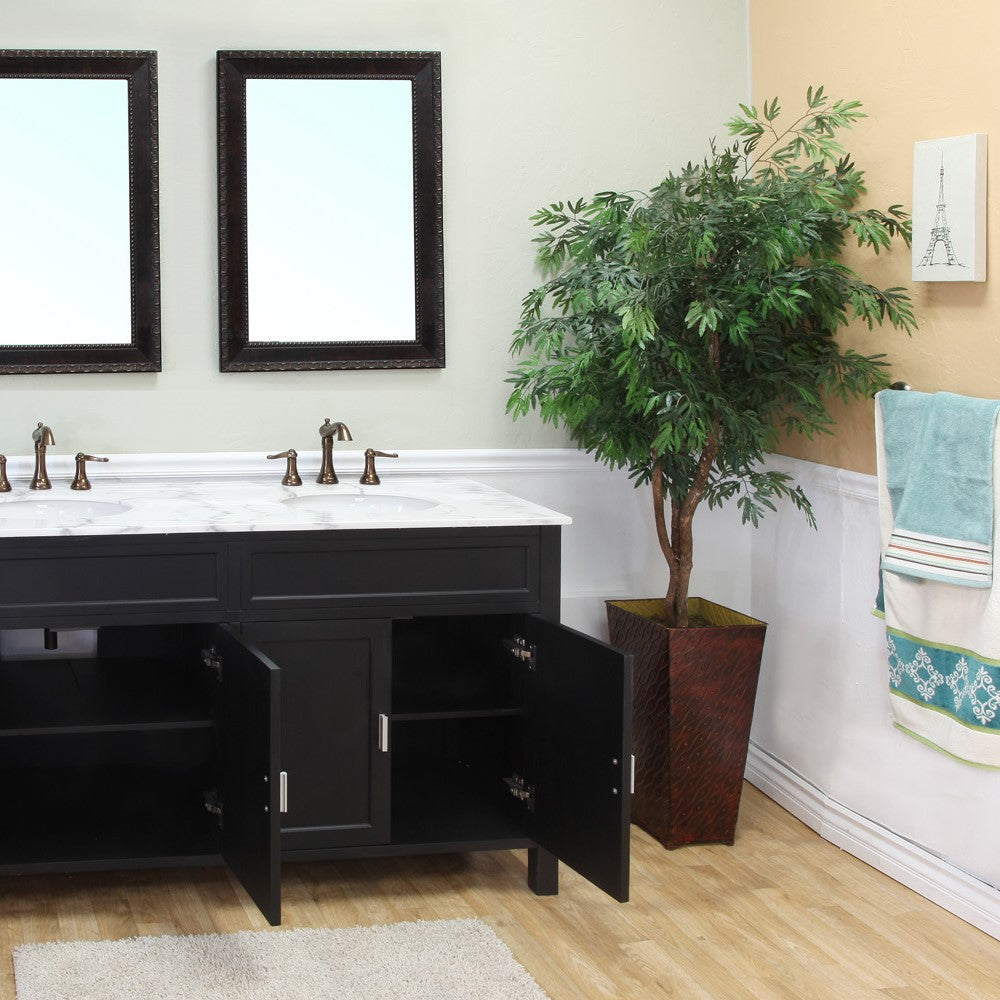 Bellaterra 60 in Double Sink Vanity-Wood 600168-60B-W, Ebony, Open